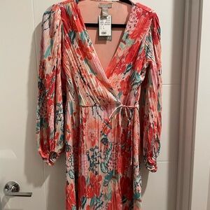H&M Pink Floral Wrap Dress